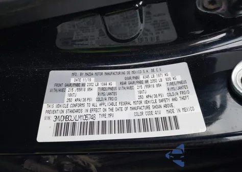 2020 Mazda Cx-30 Select Package z USA, uszkodzony, nr VIN 3MVDMBCLXLM105748